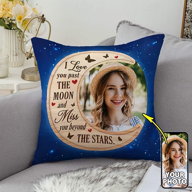  Housse de Coussin Personnalisée Ajoutez votre image Idée Cadeau Amour Éternel Cadeau Personnalisé Design Photo Image Housse de Coussin Décontractée 1 pièce Sur Mesure