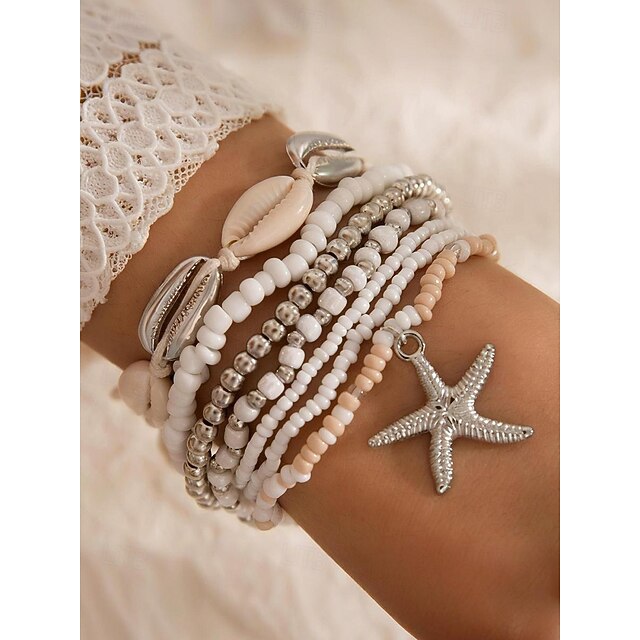 Bracciale tropicale con conchiglie e perline, braccialetto da spiaggia da donna Boho Hippie - Italia