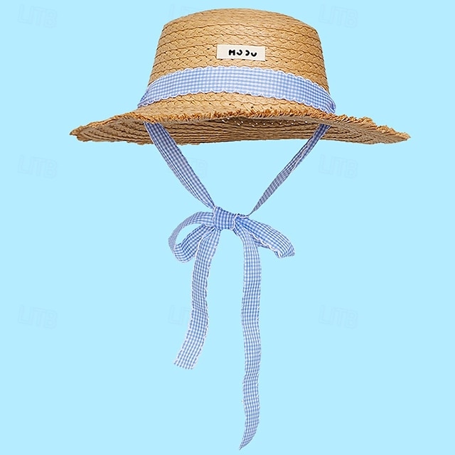  Retro Sladká Lolita 50. léta Braid Sun Klobouk Stuha Maškarní kostým Dámské Čajový dýchánek Plážové Dospělé Klobouk Léto