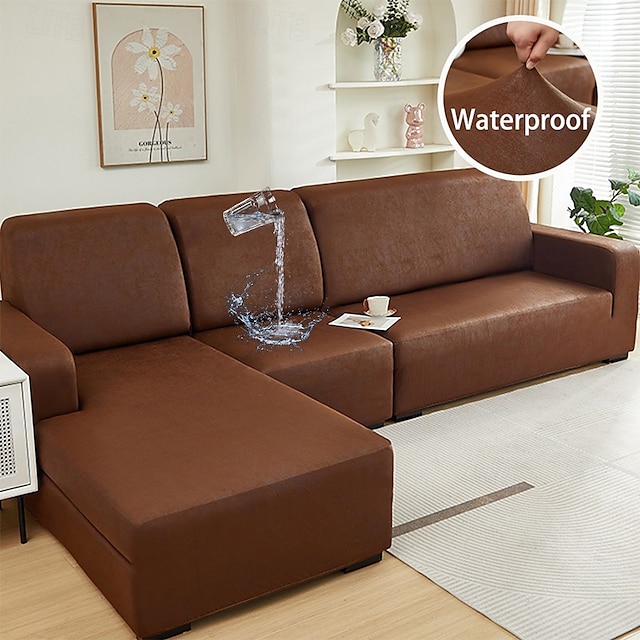  pu skinnsofa sofa pute slipcover vanntett elastisk sofatrekk loveseat sofa møbelbeskytter for stue