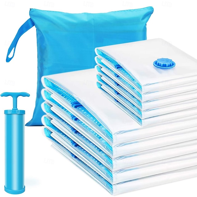  Bolsas de vacío reutilizables para ropa, edredones, ropa de cama, colchas y abrigos, con cierre de cremallera, para viaje, 10 unidades