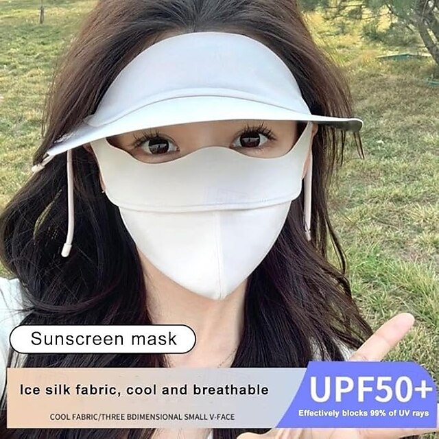  Summer Sunscreen Ice Silk Breathable Mask Anti-ultraviolet Simple Black Glue Brim Eye Protection