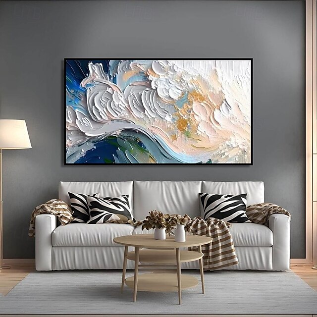  handgjord oljemålning canvas väggkonst dekoration modern abstrakt 3d palettkniv för heminredning rullad ramlös osträckt målning