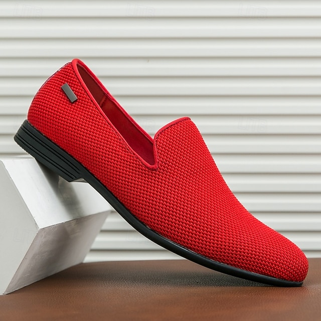  Men's Bright Orange Breathable Mesh Loafers – Casual Prom Party Slip-On Shoes for Summer Events