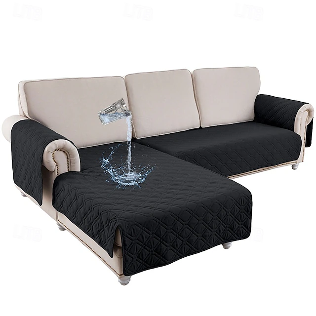 100% Waterproof Sofa Cover Quilted Sectional Couch Mat for Dogs and Pets, Couch Sofa Slipcover for Pets Non Slip Furniture Protector 2 Pcs Set for L Shape Sofa 28
