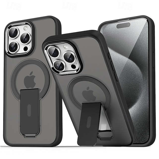  telefono Custodia Per Apple AirTag iPhone 16 Pro Max Plus iPhone 15 Pro Max Plus iPhone 13 12 11 Pro Max Copertura Posteriore Custodia ad adsorbimento magnetico con Supporto Traslucido Magnetico PC