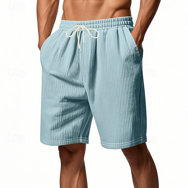  Per uomo Shorts Pantaloncini casual Pantaloncini di velluto a coste Coulisse Elastico in vita Gamba Dritta Semplice Comodità Traspirante Lunghezza al ginocchio Sport all'Aperto Quotidiano Ferie Moda