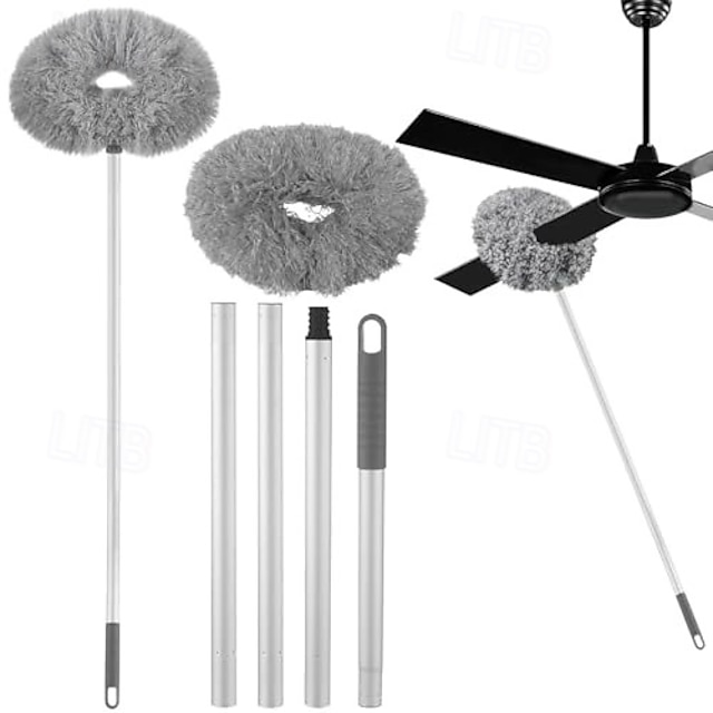  Pulisci pale per ventilatori da soffitto, spolverino riutilizzabile in microfibra, spolverino rimovibile con asta di prolunga, regolabile da 21 a 56 pollici