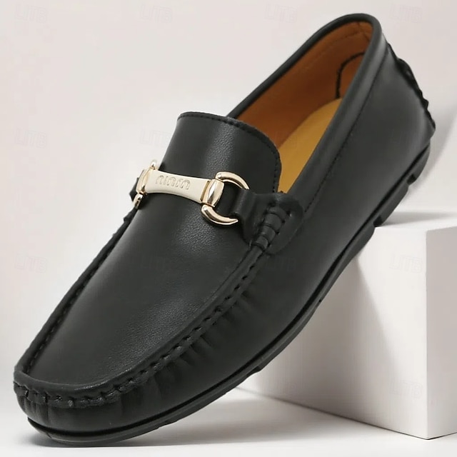  Mocassins jaunes pour hommes avec boucle en métal, chaussures de conduite décontractées à enfiler, parfaites pour les vacances de printemps et d'été