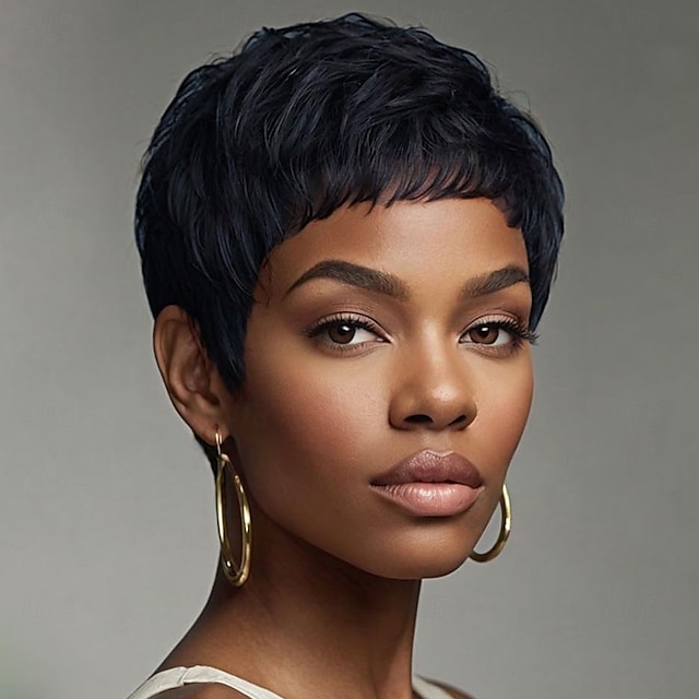  Parrucche corte con taglio pixie, parrucche sintetiche per donne nere, parrucche corte, acconciature femminili