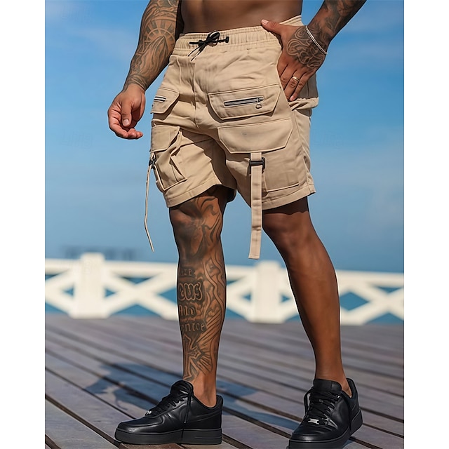  Per uomo Pantaloncini cargo Shorts Pantaloncini Estivi Coulisse Elastico in vita Multi-tasche Semplice Comodità Indossabile Lunghezza al ginocchio All'aperto Sport Quotidiano Moda Casual Nero Marrone