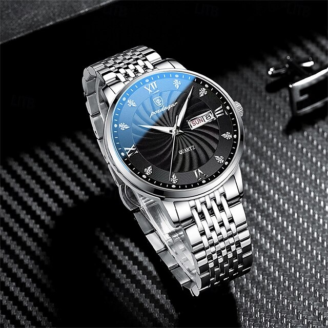  Luxury Brand Man Watch Waterproof Luminous Date Week Men's Quartz Wristwatch Stainless Steel Fashion Sports Men Watches