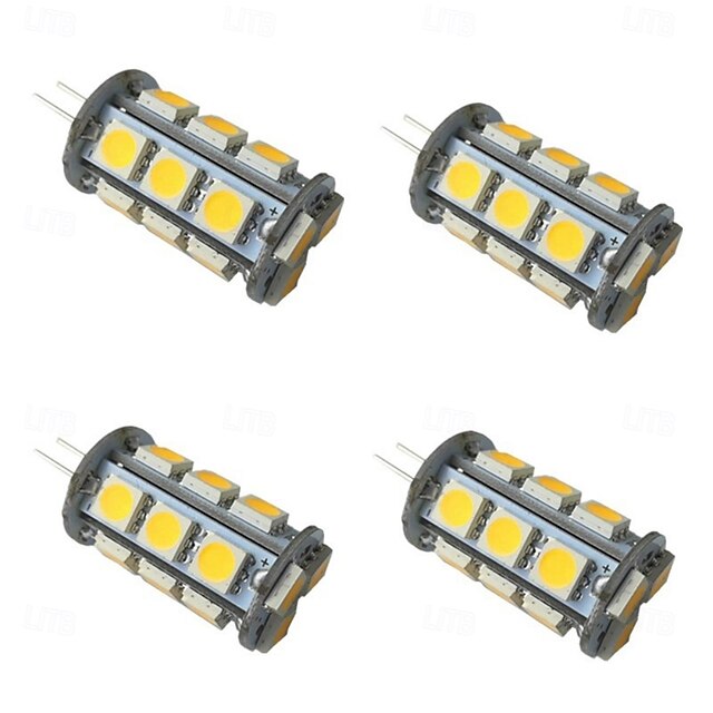  lampadine a led con attacco bi-pin g4 3w ac/dc 12v 18 smd 5050 lampadina a led bianco caldo per lampada di cristallo per la casa lampadario 4 pezzi