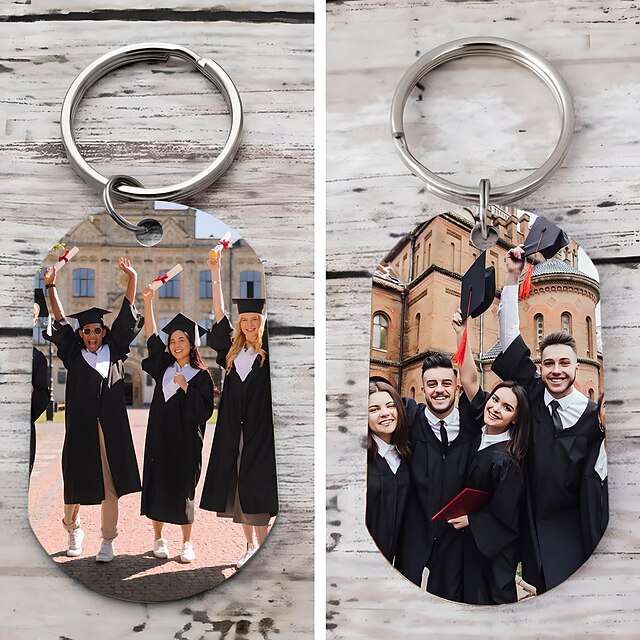  portachiavi regalo di laurea personalizzato portachiavi con foto bifacciale regalo di nozze personalizzato per coppia ciondolo in acciaio inossidabile ornamento regalo per fidanzato fidanzata animale