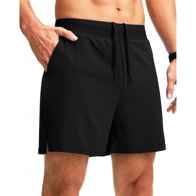  Homens Shorts de Corrida Verão Ao ar livre Normal Secagem Rápida Bolso Com Zíper Calção Com Cordão Cintura elástica Cinzento Escuro Preto Corrida Caça Alpinismo S M L XL XXL