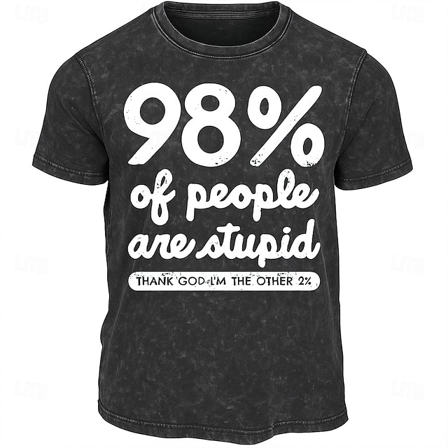  Bărbați Ofensiv Tricou Tricou Cămașă spălată Bumbac Manșon scurt Grafic Cămaşă Negru Tricou confortabil Stradă Zilnic Îmbrăcăminte de designer de modă