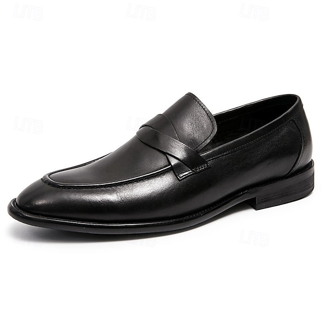  pánské hnědé penny mokasíny z umělé kůže – klasické slip-on společenské boty pro podnikání, kancelář a formální příležitosti