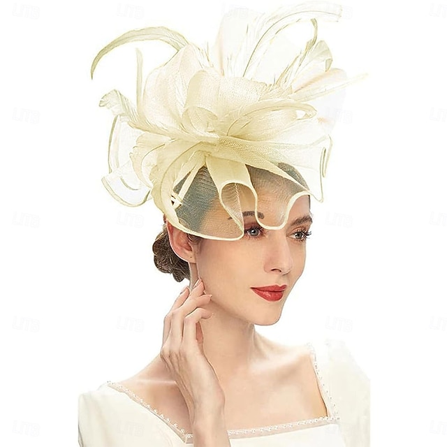  kvinner fascinator blomst fjær hatt teselskap for derby cocktail bryllup kentucky fascinators hatt en himmelblå
