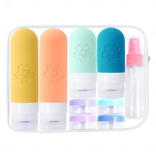 Paquete de 17 botellas de viaje para artículos de tocador, contenedores de viaje de silicona aprobados por la TSA, a prueba de fugas, recargables, accesorios de viaje para champú, acondicionador,