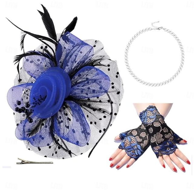  Collana Ghirlande di fiori Guanti lunghi Accessori Cosplay Set di accessori Elegante & Lussuoso Anni 1920 Il grande Gatsby Poliestere Strass Pizzo Lega Per Cosplay Per donna Bigiotteria Gioielleria