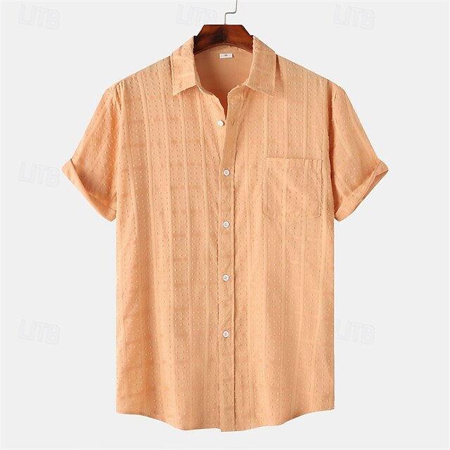  Per uomo Camicia Camicia Estiva Camicia casual Camicia da Spiaggia Camicia con Bottoni Nero Verde chiaro Viola Arancione Azzurro Manica Corta Semplice Bavero Vacanza Camicia hawaiana Abbigliamento