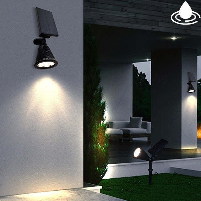  Solar Spot Lights Outdoor 2-in-1 Solar Landscape Spotlights Security Lights IP65 Waterproof Wall Lights for Walkway Yard Garden Driveway Pathway Garden 4/7 LED Beads