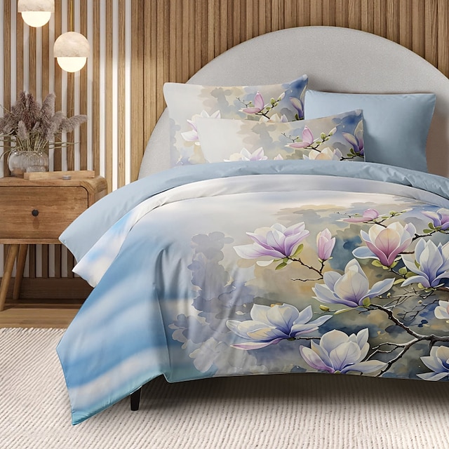  Blommor Duvet Set 100% Bomull Mjuk och Andningsbar Sängkläder Med Färgglada Blommor Lätt och Hållbar Täcke Bekväm för Alla Säsonger Lätt att Ta Hand Om
