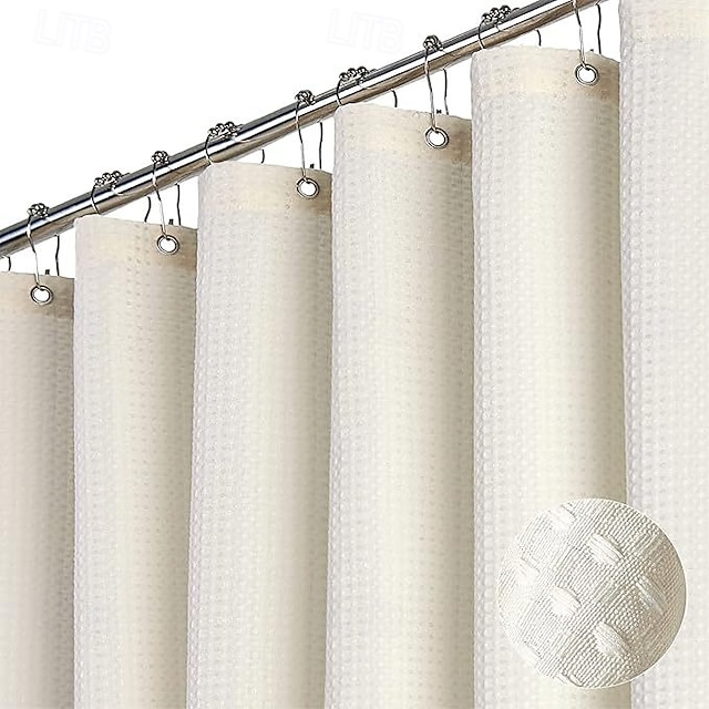 Wit Wafel Douchegordijn Voor Badkamer, Zware Stof Doek Weven Douchegordijnen Waterafstotende Douchegordijnen Van Hotelkwaliteit 72 X 72 Inch Wit Wafel Douchegordijn Voor Badkamer, Zware Stof Doek Weven Douchegordijnen Waterafstotende Douchegordijnen Van Hotelkwaliteit 72 X 72 Inch