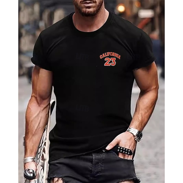 Men's T Shirt Tee Short Sleeve Shirt Tee Top Short Sleeve Crew Neck Summer Letter Print Fashion Designer Basic Print Vacation Street Going out Black White Top Tee for Men