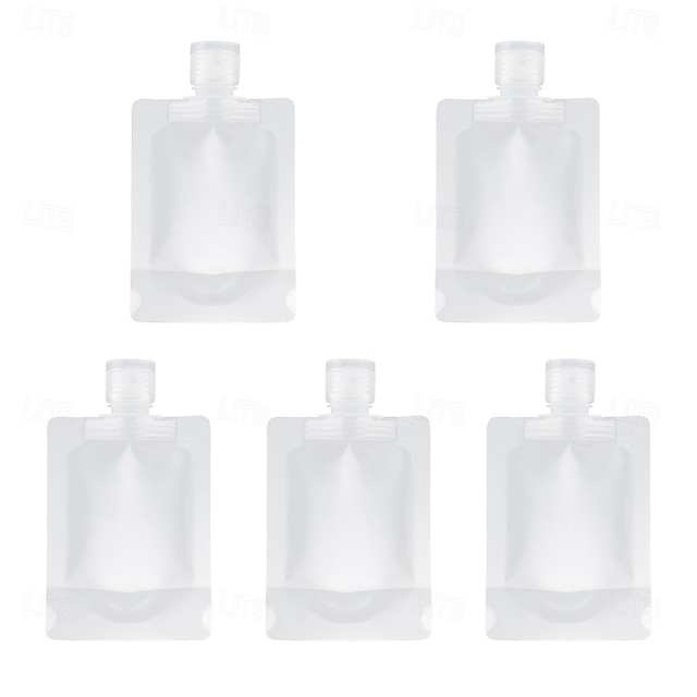  5PCS 30/50/100 ml Travel Pouches for Toiletries, TSA Approved, Refillable Empty Travel Size Containers, Small Squeeze Pouches Travel Bottles for Shampoo Conditioner Lotion Soap Liquids