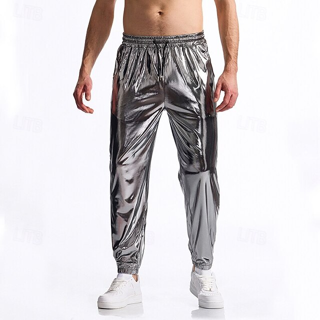  Retro Antiguo Años 80 Hasta el Tobillo Pantalones Pantalones de chándal Disco Patente de látex brillante Metálico Disfraz Hombre Víspera de Todos los Santos Carnaval Desfile del orgullo Mes del