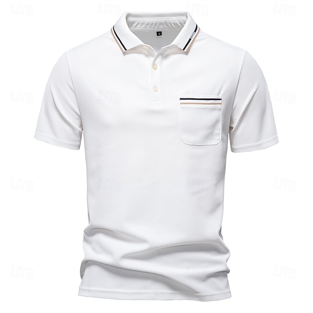  Homme Bloc de Couleur Polo Pull polo en tricot Manche Courte Col Rabattu Formel Travail Sport & Loisir Rayure-garniture Bandes Pur Printemps Toutes saisons Blanche Rouge Foncé Marine foncé