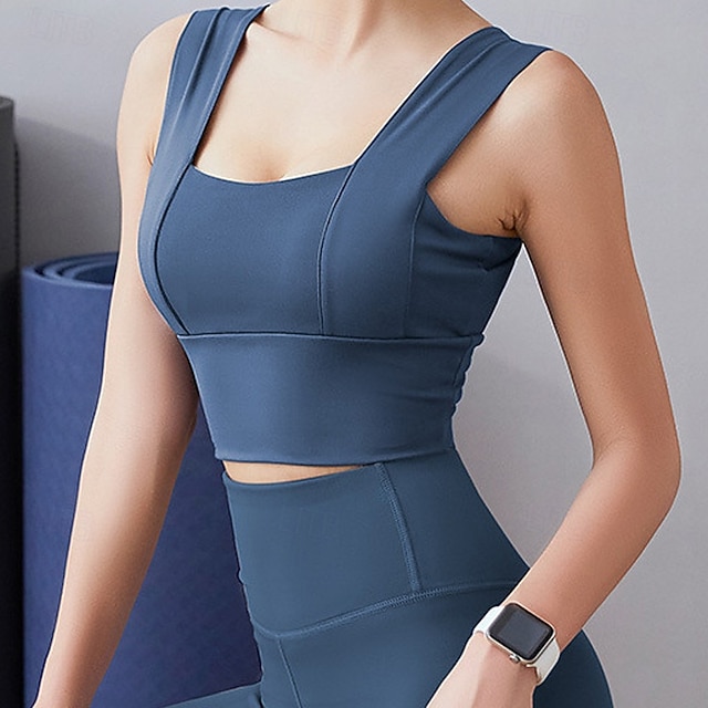 Dames BH-top U-hals Goede top Open rug Comfortabel Ademend Effen Sport Sportkleding Licht Blauw Zwart Yoga Fitness Informeel