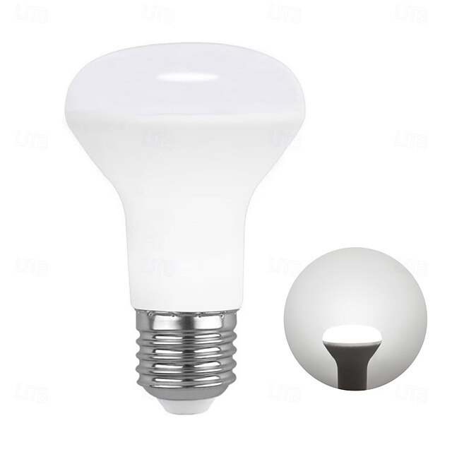  Ampoule LED E27 R63 7 W 85-265 V, lumière champignon, équivalent 60 W, blanc chaud, pour la maison, le salon, la salle de bain, 6 pièces