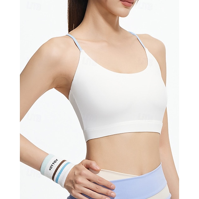  Dames BH-top Spaghettibandjes Goede top Rug met bandjes Comfortabel Ademend Netstof Kleurenblok Sport Sportkleding Zwart Wit Yoga Fitness Informeel