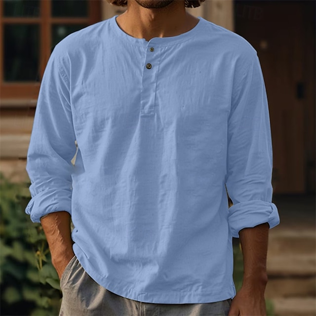  Per uomo Camicia Camicia casual Camicia con Bottoni Semplice Vacanza Streetwear Nero Bianco Blu Verde scuro Manica Lunga Girocollo Primavera & Autunno Abbigliamento Bottonato