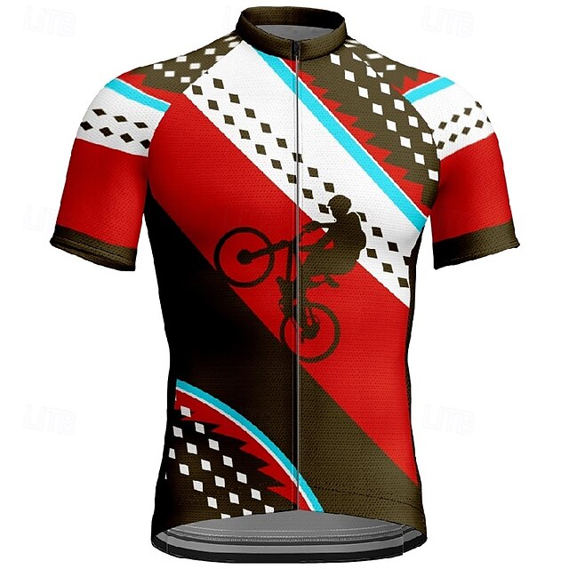  Herr Cykeltröja Kortärmad Cykel T-shirt Tröja med 3 bakfickor Bergscykling Andningsfunktion Snabb tork Anatomisk design Uppsugande Röd Blå Himmelsblå Grafisk sporter Kläder