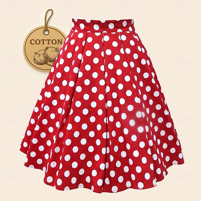 Elegant Polka Dots Classical Grease Outfits Skirt A Line Skirt Mini Skirt Printing Fancy Dress Women's Carnival Valentine's Day Masquerade Vacation Dailywear Adults' Skirt Spring & Summer4