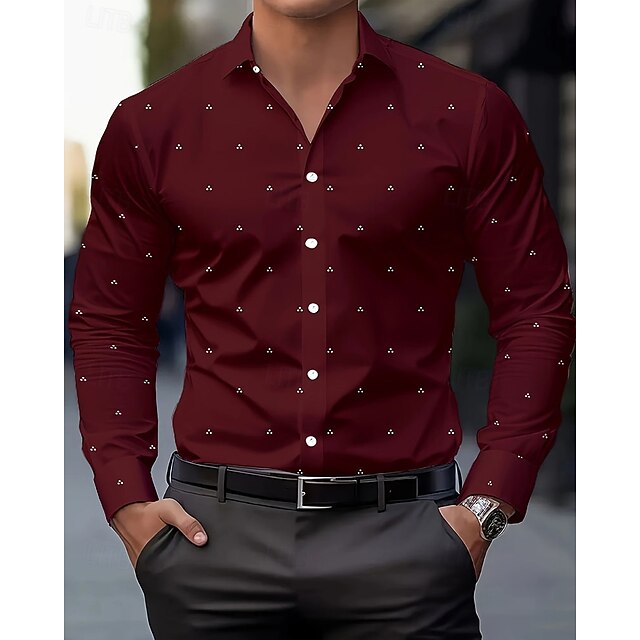 Men's Casual Shirt Beach Shirt Button Up Shirt Black Wine Sky Blue Deep Blue Long Sleeve Printing Lapel Vacation Hawaiian Button-Down Clothing Apparel Polyester Fashion Casual Comfortable3