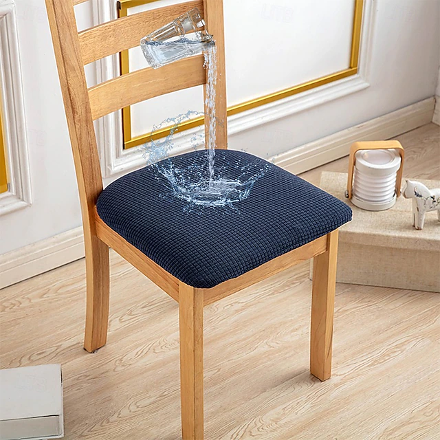 Water Resistant Seat Covers for Dining Chair Burgundy Stretch Chair Seat Slipcover Soft Plain Solid Color Durable Washable Furniture Protector For Dining Room Party 18