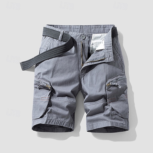  Per uomo Pantaloncini cargo Shorts Pantaloncini Estivi Bottoni Tasca con cerniera Tasche Multiple Semplice Comodità Indossabile Lunghezza al ginocchio All'aperto Sport Quotidiano Moda Casual Nero Blu