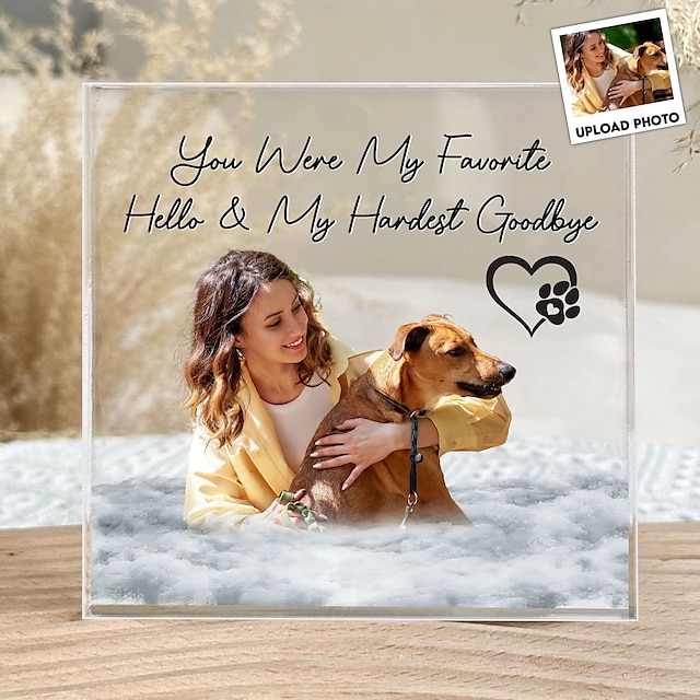  Personalisierte Gedenktafel aus Acryl mit Haustierfoto, individuelles Beileidsgeschenk für den Verlust geliebter Menschen, für immer geliebtes Haustier, Gedenkdekor für Zuhause, Schlafzimmerdekor,
