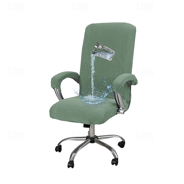  Fundas para sillas de oficina, funda elástica resistente al agua para silla de computadora con cremallera duradera, ajuste universal, silla con respaldo alto de estilo moderno y simplista
