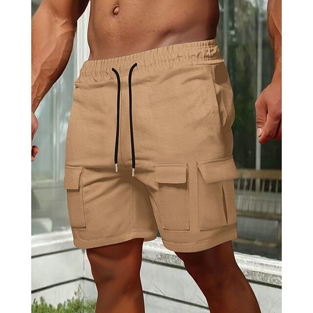  Per uomo Pantaloncini cargo Shorts Pantaloncini Estivi Coulisse Elastico in vita Multi-tasche Semplice Comodità Indossabile Lunghezza al ginocchio All'aperto Sport Quotidiano Moda Casual Nero Marrone