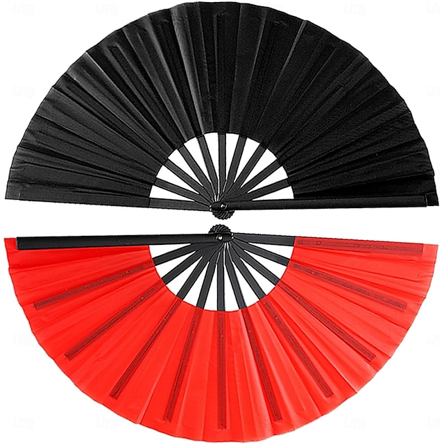  Lot de 2 grands éventails à main pliables pour danse en ligne, style chinois, japonais, kung fu, tai chi, popping, clac, rave