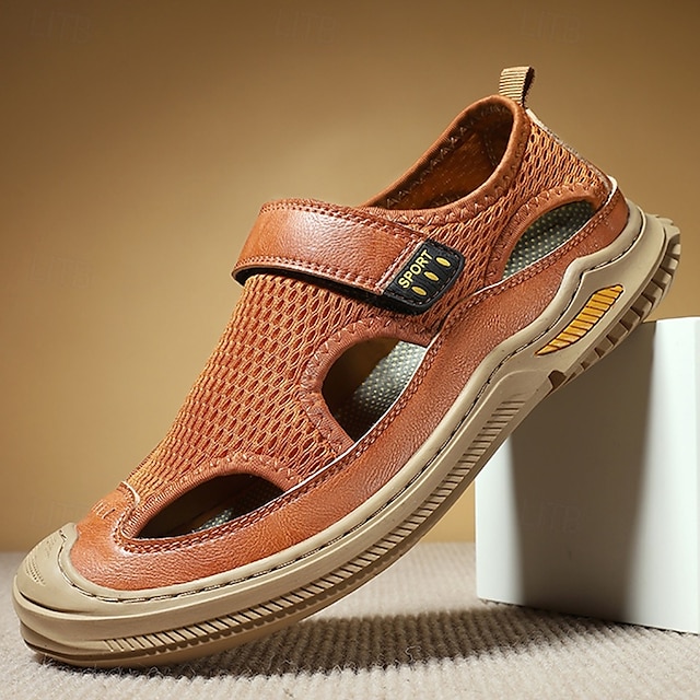  pánské sandály - umělá kůže - síťovina, trendy a pohodlné pro každodenní nošení a letní procházky