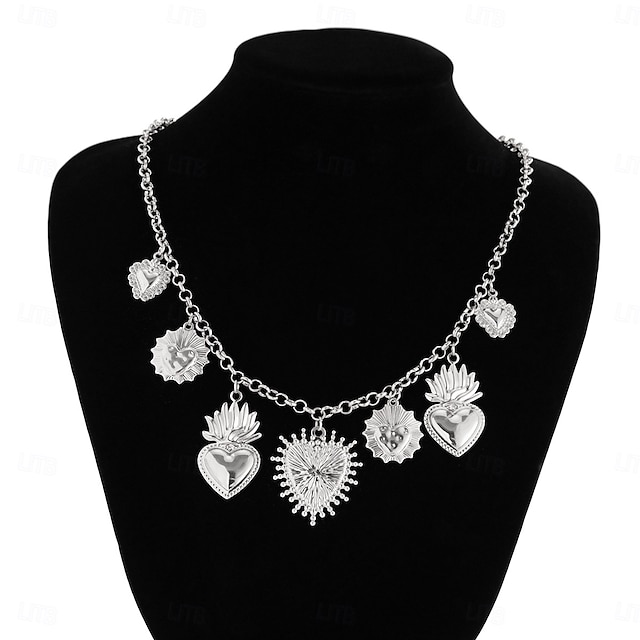  Collana con pendente Placcato argento Per donna Punk Moda Nappa Geometrico Cuore Matrimonio Gocce Collana Per Matrimonio Feste Quotidiano
