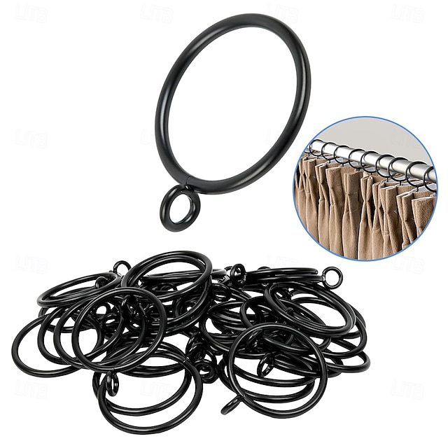  48 Pack Curtain Rings with Eyelets Metal Drapery Rings for Pinch Pleat Curtains Panels Drape Rings Fits Up to 1.2 in Curtains Rod 1.5 Inch I D Silver