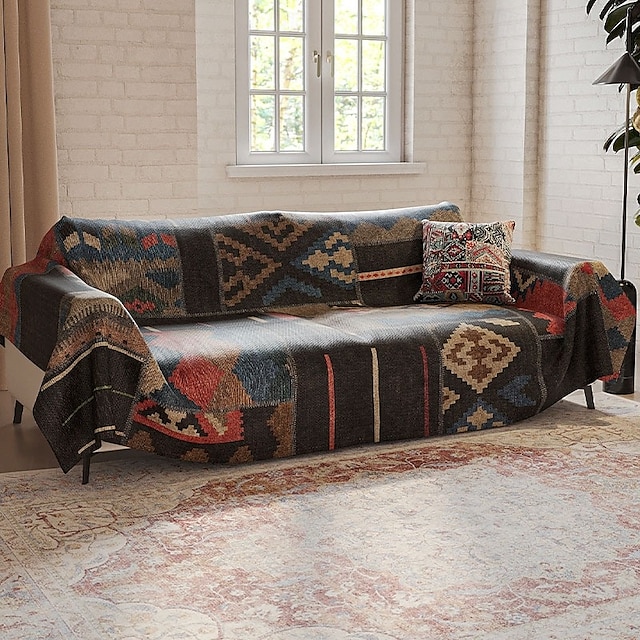  Boho Printed Sofa Cover, Thick Universal Sofa Blanket, Soft and Stylish Sofa Protector – Perfect for Year-Round Use and Home Décor
