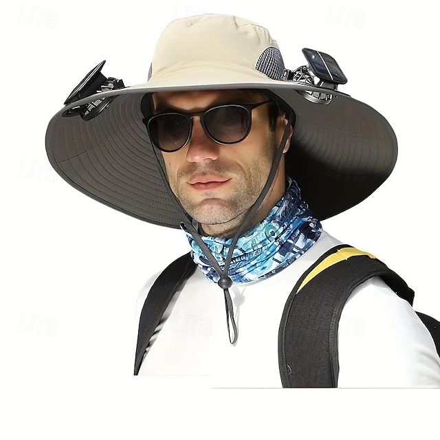  Outdoor Solar Multi-Fan Cap with Detachable Double Fans – Adjustable 3-Speed Wind Power & USB Charging Port